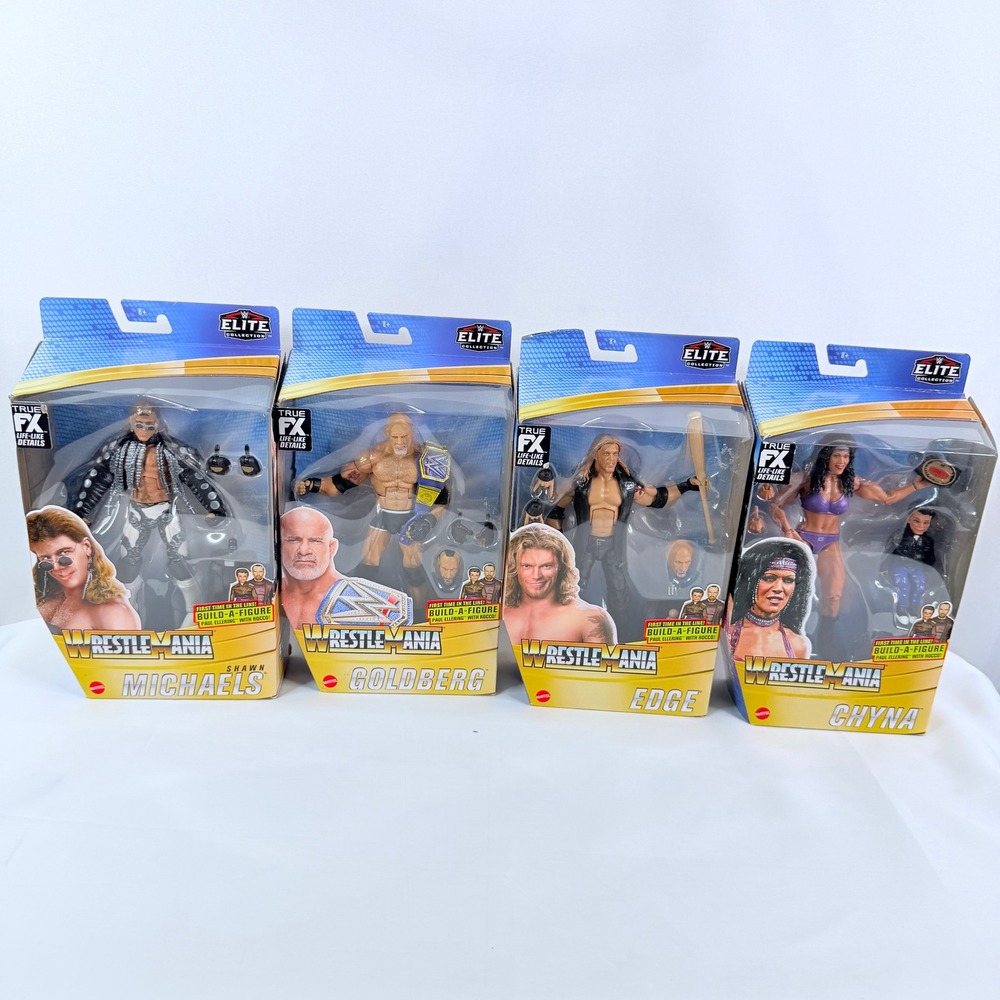 WWE Elite WrestleMania Ellering w/ Rocc0 BAF Figure Set Goldberg Edge Chyna